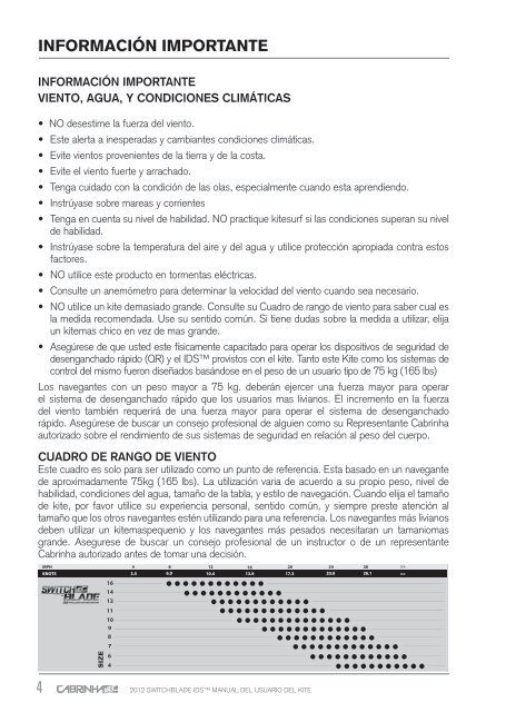 MANUAL DEL USUARIO DEL KITE ESPAÑOL - Cabrinha