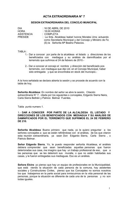 ACTA EXTRAORDINARIA N° 7 - Municipalidad de Renaico