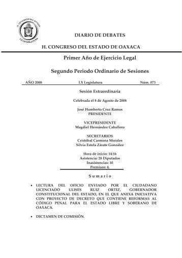 Sesión Ordinaria - H. Congreso del Estado de Oaxaca