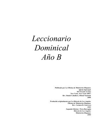 Leccionario Dominical Año B - Iglesia Episcopal en Colombia