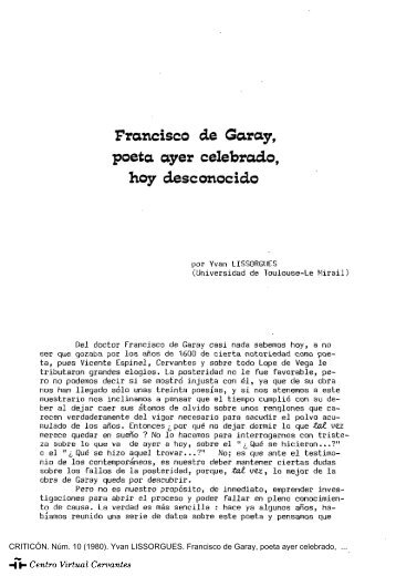 Francisco de Garay, poeta ayer celebrado, hoy desconocido