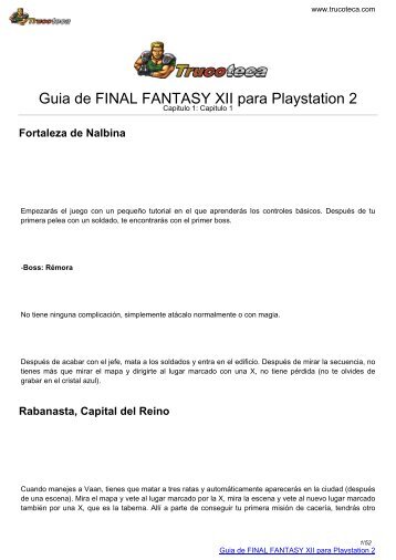 Guia de FINAL FANTASY XII para Playstation 2 - Trucoteca.com