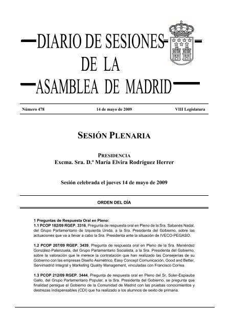 Pregunta al Pleno de la Asamblea de Madrid sobre medidas ... - PSOE