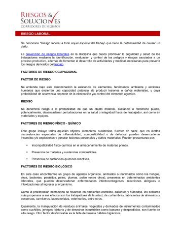 RIESGO LABORAL - Riesgos y Soluciones | Corredores de Seguros