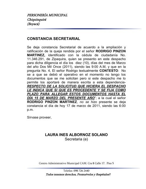 CONSTANCIA SECRETARIAL LAURA INES ... - Chiquinquirá