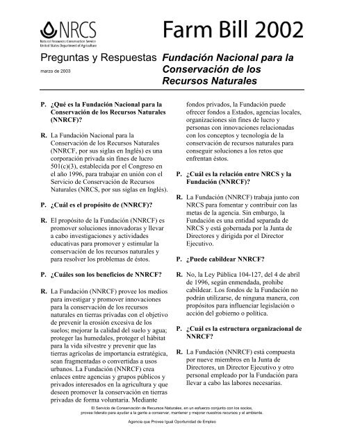 Preguntas y Respuestas Fundación Nacional para la Conservación ...