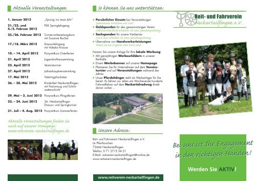 Vereinsflyer 2012 - Reit- und Fahrverein Neckartailfingen e.V.