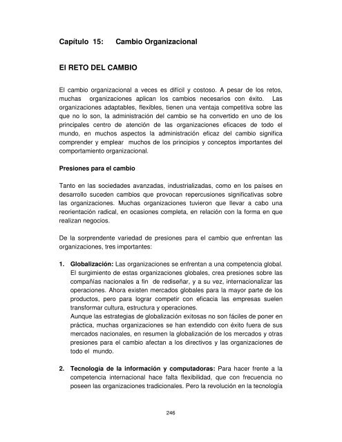 Capítulo 15: Cambio Organizacional El RETO DEL CAMBIO
