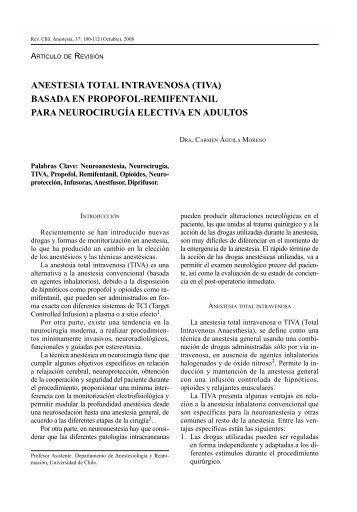 Anestesia Total Intravenosa (TIVA) Basada en Propofol-Remifentanil