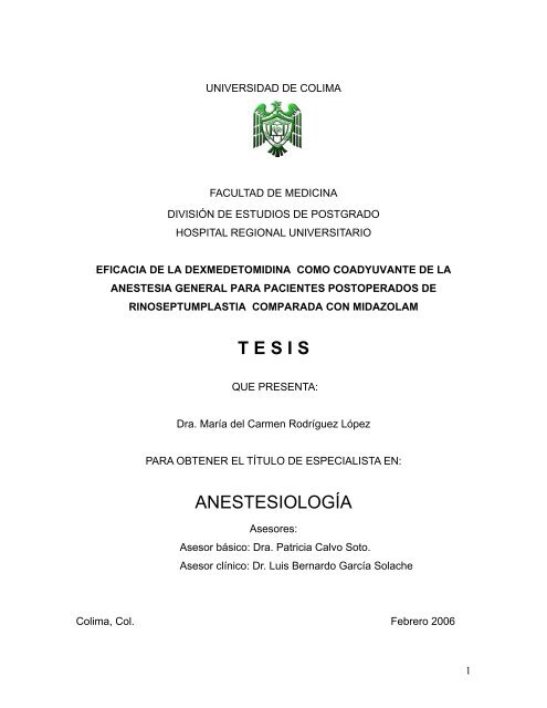 T E S I S  ANESTESIOLOGÍA - Dirección General de Servicios ...