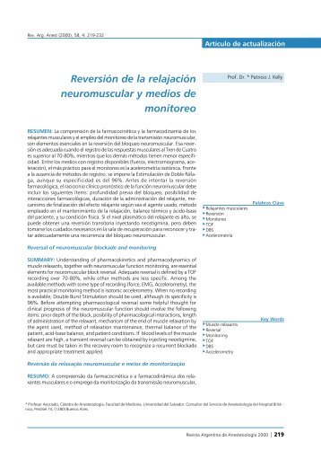 Reversión de la relajación neuromuscular y medios de monitoreo