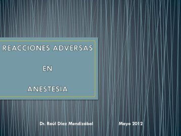 REACCIONES ADVERSAS EN ANESTESIA - AMFH