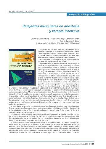 Relajantes musculares en anestesia y terapia intensiva