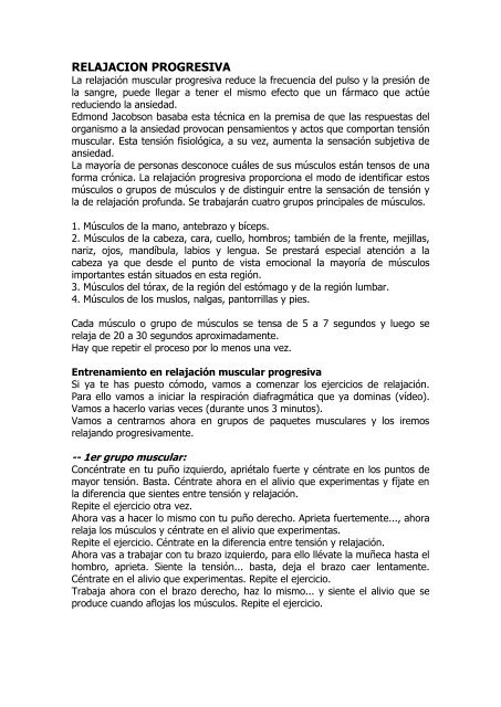 Ejercicios de relajacion para grupos