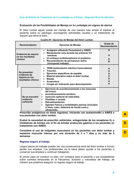 Tratamiento de la Lumbalgia aguda - Centro Cochrane para ...