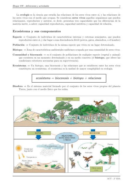 Actividades sobre ecosistemas - IES Alminares