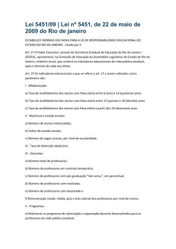 Lei 5451/09 | Lei nº 5451, de 22 de maio de 2009 do Rio de janeiro