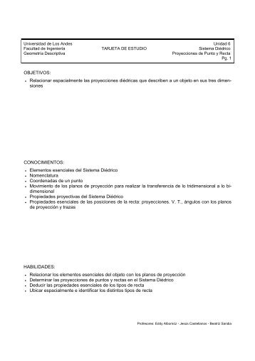 OBJETIVOS: • Relacionar espacialmente las proyecciones diédricas ...