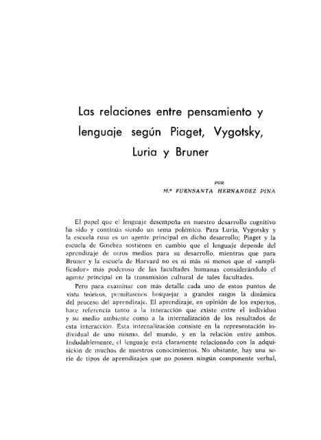 05 Las relaciones entre pensamiento segun Piaget ... - Digitum