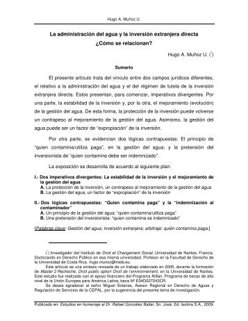 La administración del agua y la inversión extranjera directa ¿Cómo ...