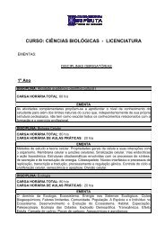 CURSO: CIÊNCIAS BIOLÓ SO: CIÊNCIAS BIOLÓGICAS ...