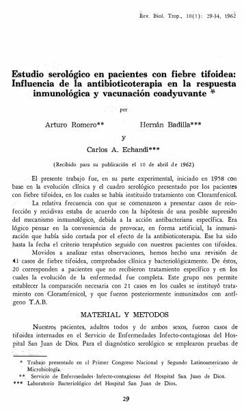 Estudio serológico en pacientes con fiebre tifoidea - Revista de ...