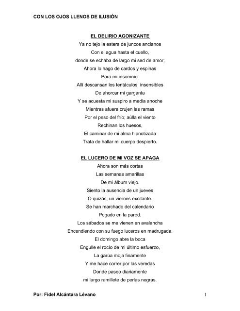 CON LOS OJOS LLENOS DE ILUSIÓN EL DELIRIO ... - Poemaria