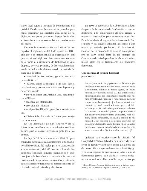 El Hospital del Divino Salvador para mujeres dementes - Boletín de ...