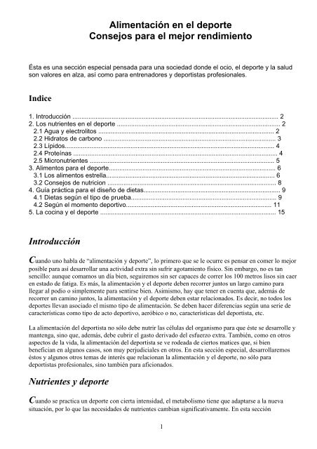 La alimentación en el deporte - UNED