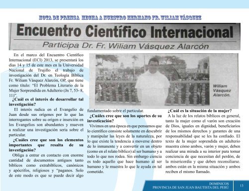 boletin provincial 201... - Conferencia Interprovincial de Dominicos ...