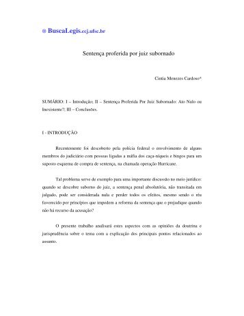 Sentença proferida por juiz subornado - BuscaLegis