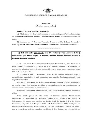 Acta n.º 4/2006 - ao Conselho Superior da Magistratura