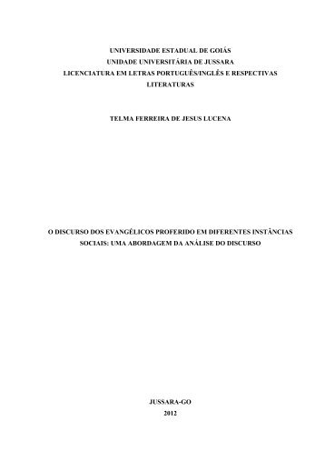 O discurso dos evangélicos proferido em diferentes ... - UEG.