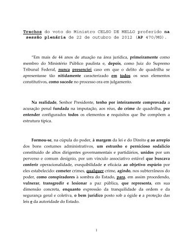 22-10-2012 - Trechos do voto proferido pelo Ministro CELSO DE ...