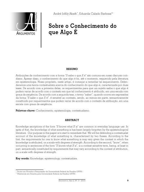 o artigo em formato PDF - Curso de Filosofia - UFC