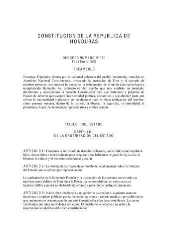 CONSTITUCION DE LA REPUBLICA DE HONDURAS .pdf - Justia