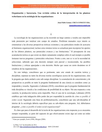 1 Organización y burocracia. Una revisión crítica de la interpretación ...