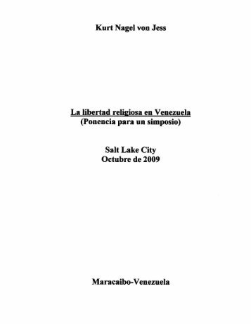 Kurt Nagel von Jess La Iibertad religiosa en Venezuela (ponencia ...