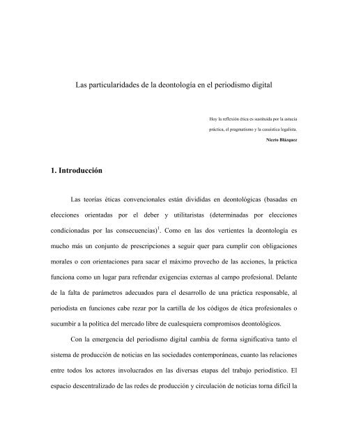 Las particularidades de la deontología en el periodismo digital