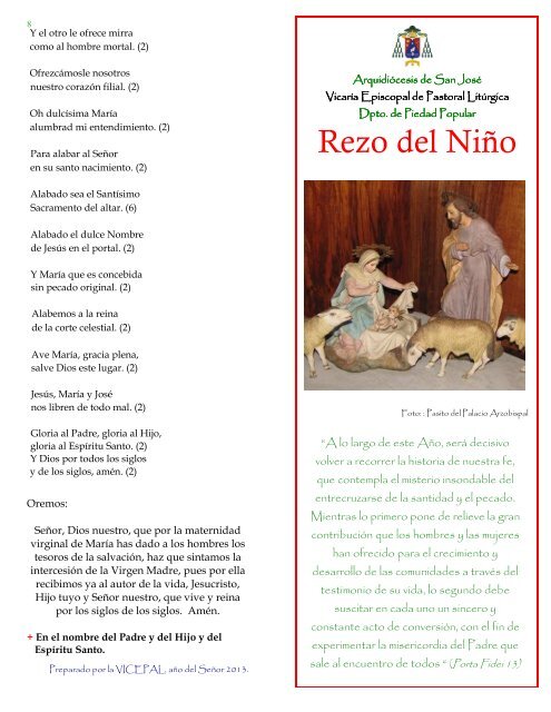 Rezo del Niño 2013 - Año de la Fe - Arquidiócesis de San José