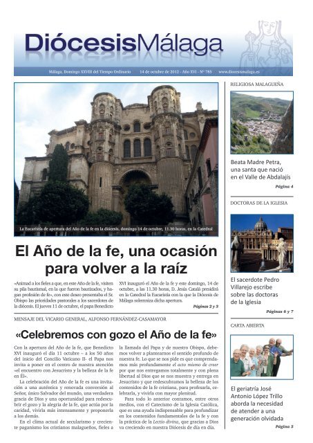 El Año de la fe, una ocasión para volver a la raíz - Diócesis de Málaga