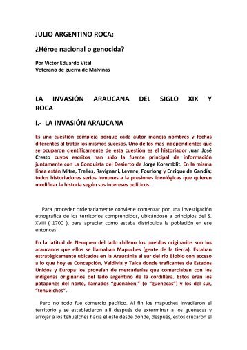 JULIO ARGENTINO ROCA: ¿Héroe nacional o ... - Defender la patria