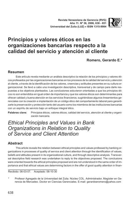 Principios y valores éticos en las organizaciones ... - SciELO