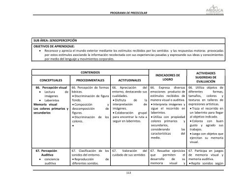 Programa de Preescolar - Ministerio de Educación