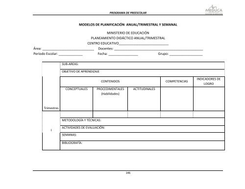 Programa de Preescolar - Ministerio de Educación