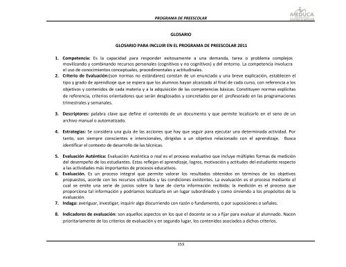 Programa de Preescolar - Ministerio de Educación