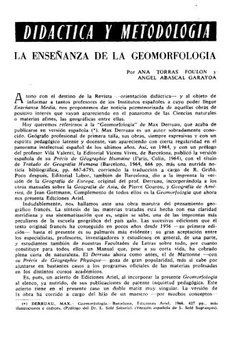 LA ENSEÑANZA DE LA GEOMORFOLOGIA