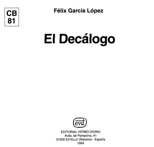 El Decalogo - Felix Garcia Lopez (Cuadernos Biblicos).pdf