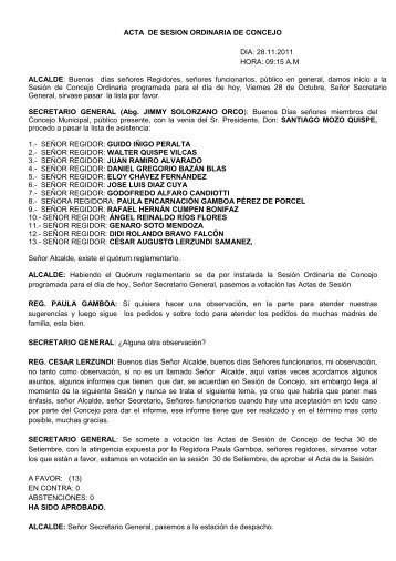 Sesion realizada el 28 de Noviembre del 2011 - Municipalidad de ...