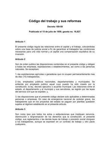 Código del trabajo y sus reformas - Fenagh